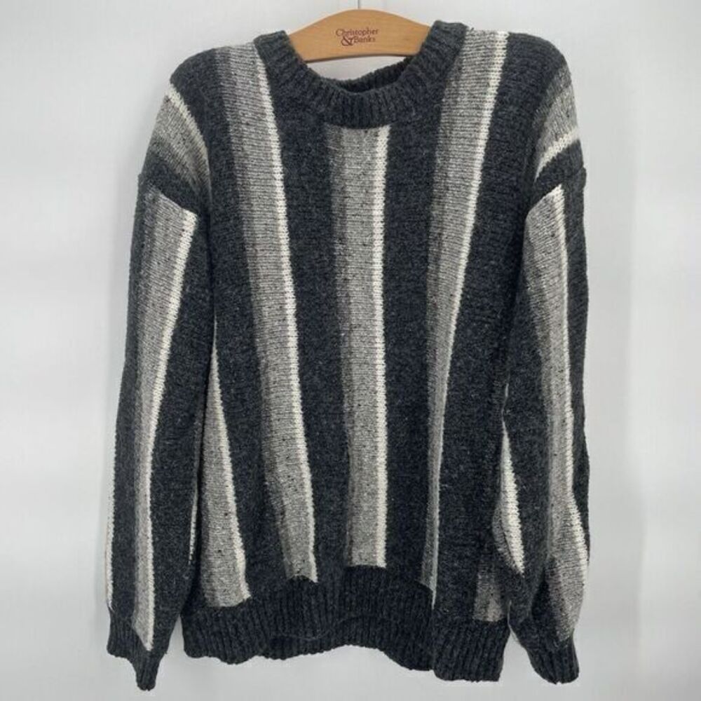 Vintage 1990s Architect men's size large wool Blend‎ sweater Pullover Stipes -6D